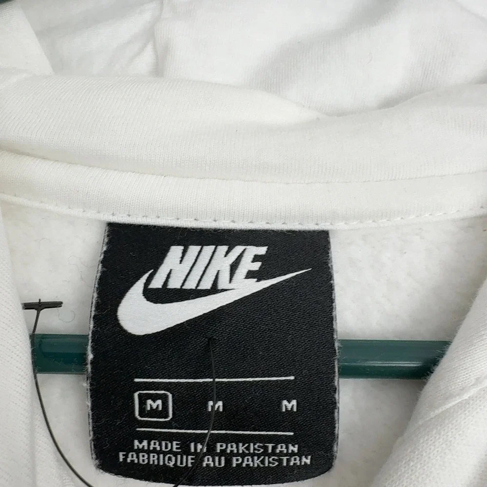 Nike Hoodie Mens M White Cotton Just Do‎ It Graphic Fleece Pullover Streetwear